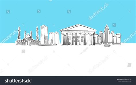 Astana Kazakhstan Skyline Panorama Vector Sketch Stock Vector (Royalty ...