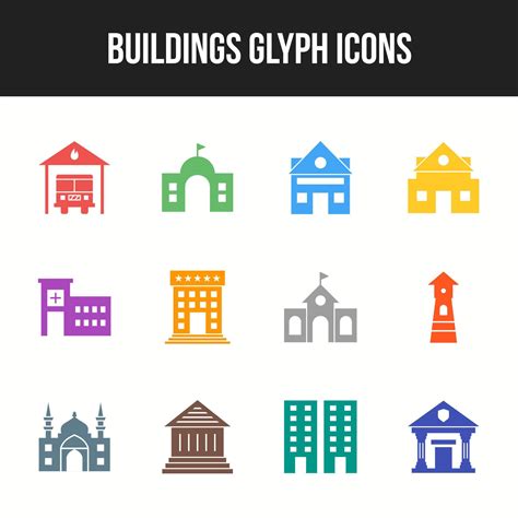 Unique Buildings Glyph Icon Set 17530976 Vector Art At Vecteezy