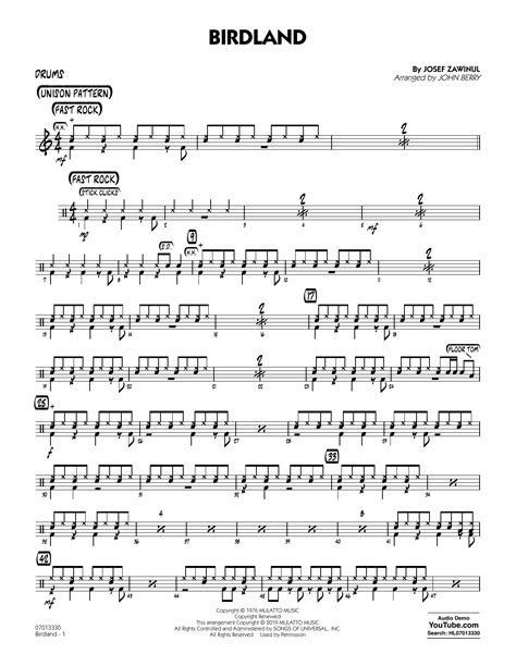 Birdland Arr John Berry Drums By Josef Zawinul Sheet Music For