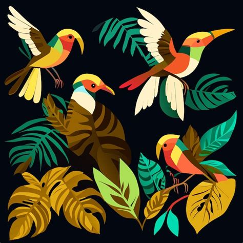 Premium Vector Rainforest Birds In Digital Art Eps Vector Edition