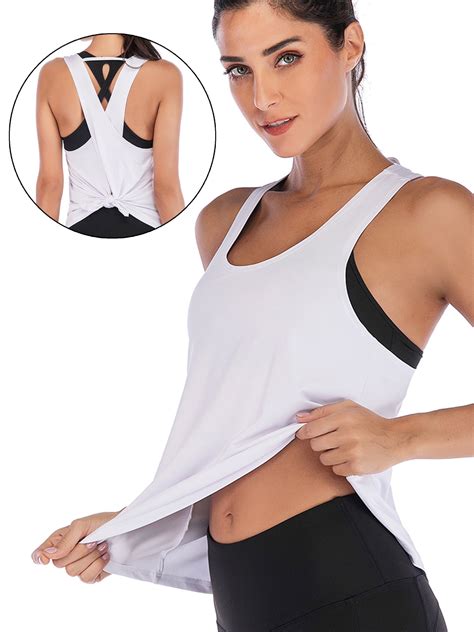 Womens Sport Vests Fitness Running T Loose Singlet Tops Tank Solid Yoga