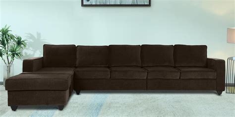 Buy Napper Fabric RHS Sectional Sofa In Dark Earth Colour At 20 OFF By