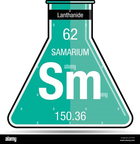 Samarium Symbol On Chemical Flask Element Number 62 Of The Periodic