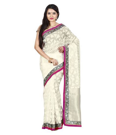 The Chennai Silks Off White Banarasi Silk Saree Buy The Chennai Silks