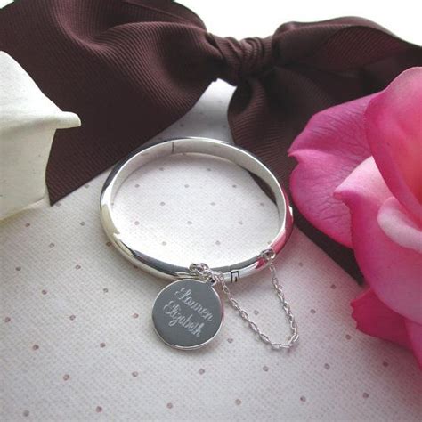 Newborn Baby Bangle Sterling Silver With Personalized Engraved Name