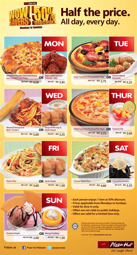 Malaysia Freebies: Pizza Hut Malaysia Daily 50% Deals (Still Valid)