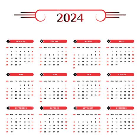 Kalender Dengan Bentuk Geometris Unik Hitam Dan Merah Kalender