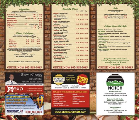 Swanton House Of Pizza Fasprint Menus