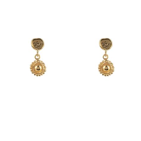 Flat Coin Flower Stud Earring Gold Plated Betty Bogaers RADIJS