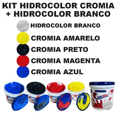 KIT Tinta Hidrocolor Cromia 4 Cor Branco 900ml Colordex Serigrafia