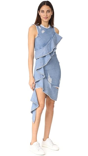 Jonathan Simkhai Asymmetrical Ruffle Denim Dress Shopbop