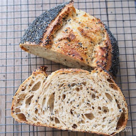 Sesame Open Crumb Sourdough Bread Bake With Paws