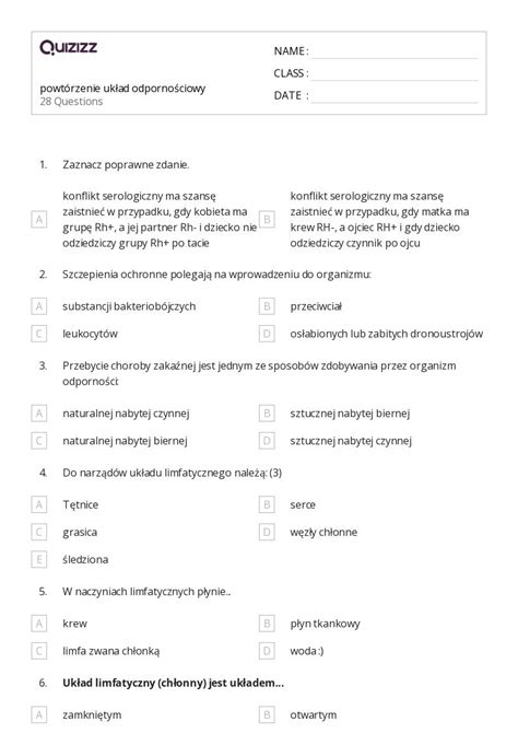 Ponad Uk Ad Odporno Ciowy Arkuszy W Quizizz Darmowe I Do Druku