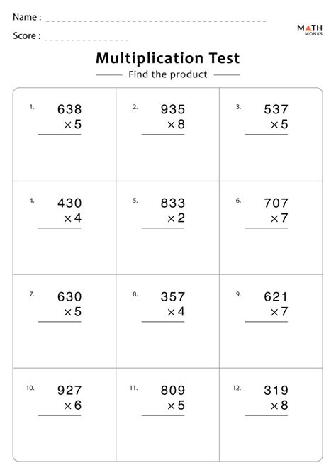 Multiplication Worksheets Grade 4 With Answer Key Worksheets Library