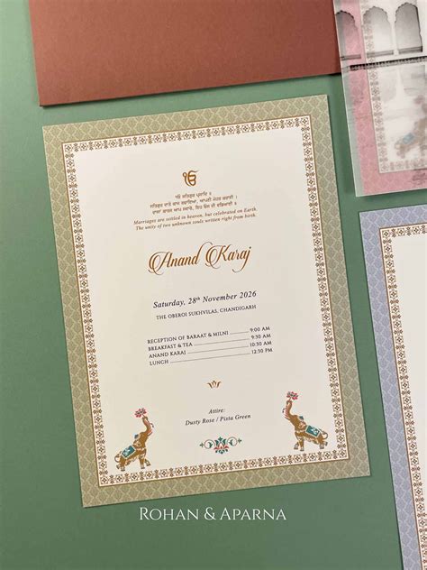 Royal Swagat Pastel Anand Karaj Wedding Card By Rohan Aparna