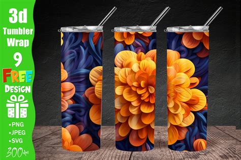 3d Marigold Flowers 20 Oz Skinny Tumbler Graphic By Qasimgraphic1 · Creative Fabrica