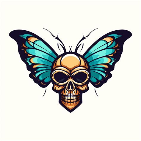 Skull Butterfly Wings Illustration Hand Drawn Logo Design 25917179 Vector Art At Vecteezy