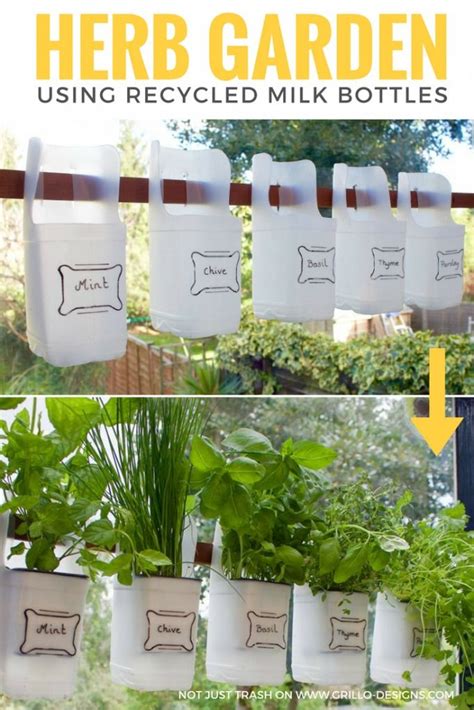 Indoor Bottle Herb Garden From Recycled Milk Bottles Diy Herb