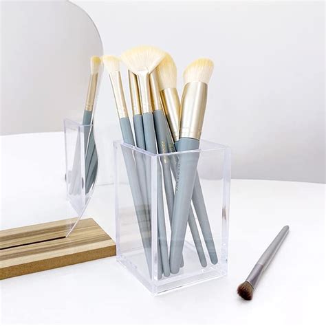 3 Pack Clear Acrylic Cosmetic Pencil Pen Holder Cup Clear Makeup Brush Holder Ebay