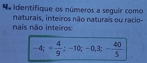 Solved Identifique os números a seguir como naturais inte algebra