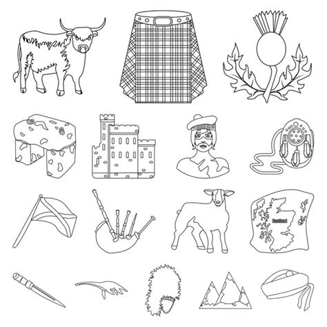 Country Scotland Black Icons In Set Collection For Design Sightseeing