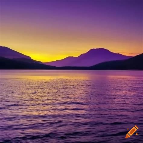 Sunset Over A Lake And Mountains In Black And White With Pops Of Yellow