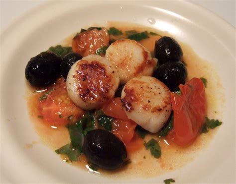 Seared Scallops With Tomatoes And Olives Cooktogether