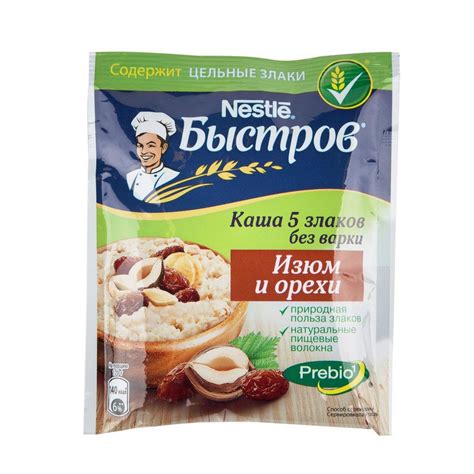 Купить хлопья 5 злаков быстров изюм и орехи 40г с доставкой на дом в ...