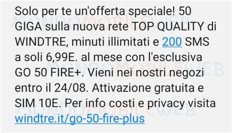 Windtre Go Fire Proposta Ad Alcuni Ex Clienti Minuti Sms