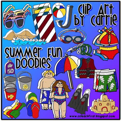 Clip Art By Carrie Teaching First Summer Fun Doodles With Freebie