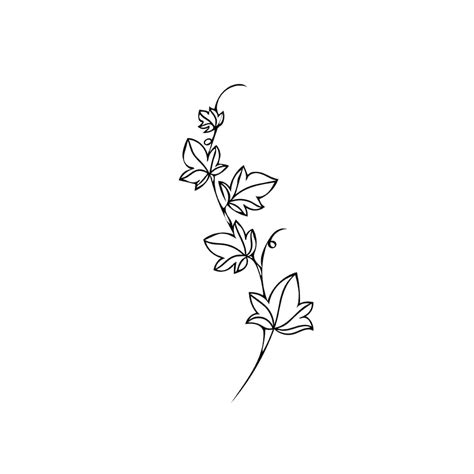 Ivy Leaves Line Art Tattoo Design, Small Tattoo Birthday Idea, Simple ...