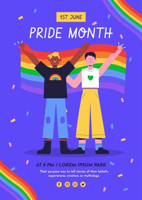 Personalize This Hand Drawn Colorful Pride Month Flyer Layout Online