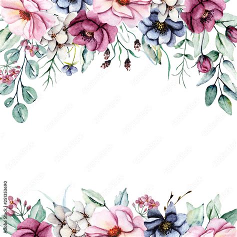 Watercolor Floral Frame