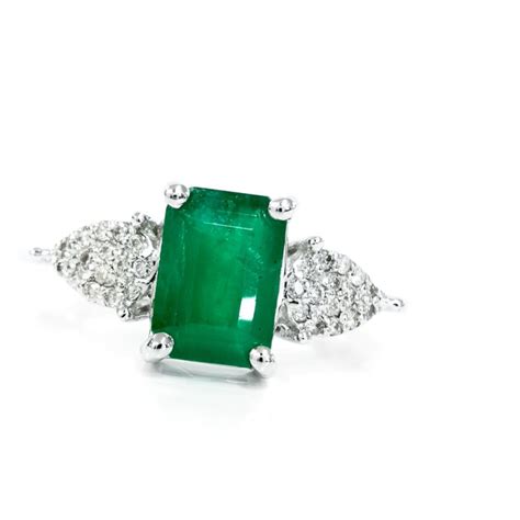 No Reserve 1 00 Ct Green Emerald 0 20 D F Diamond Designer Ring 2