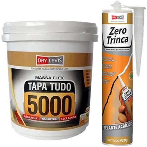 Massa Super Flex Tapa Tudo Furos Trincas 5000 Pote 340g KIt Selante