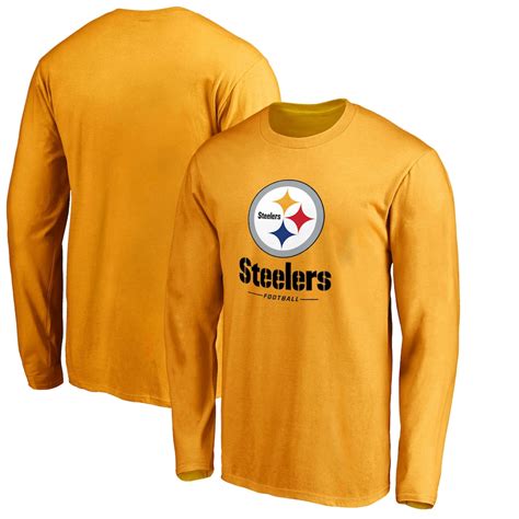 Men S Pittsburgh Steelers Nfl Pro Line By Fanatics Branded Gold Team Lockup Long Sleeve T Shirt