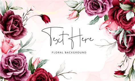 Premium Vector | Elegant watercolor maroon roses flower floral background