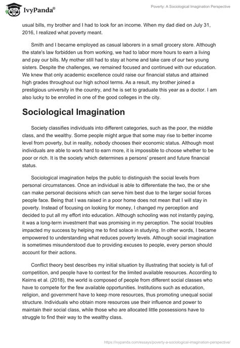 Poverty A Sociological Imagination Perspective 1123 Words Essay