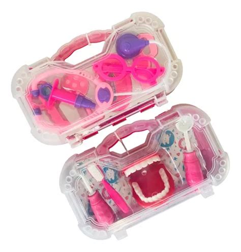 Conjunto Rosa Maleta Medica E Dentista Infantil Mini Doutor