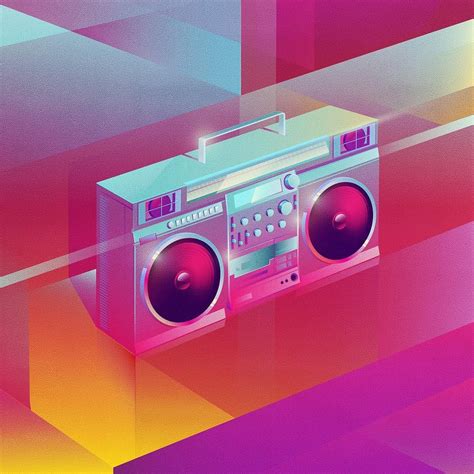 Boom Box Illustration Retro Futurism Retro Waves Digital Design