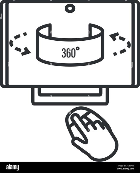 Icon Of Camera 360 Degrees Virtual Tour Line Detailed Vector