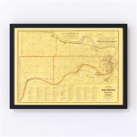 Vintage Map of Wyandotte County, Kansas 1885 by Ted's Vintage Art
