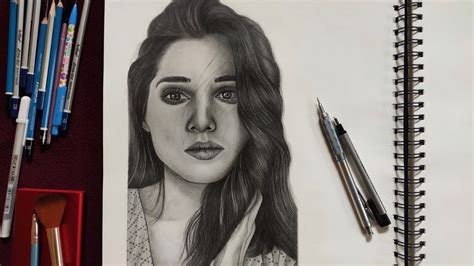 Pencil Sketch Of Tamanna Bhatia Realistic Pencil Sketch Time Lapse