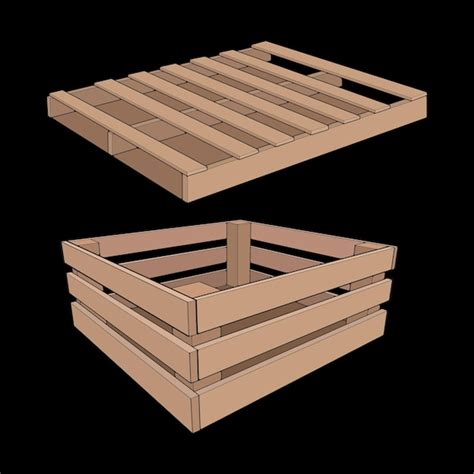 Premium Vector Set Of Wooden Pallet Vector Illustration On Black