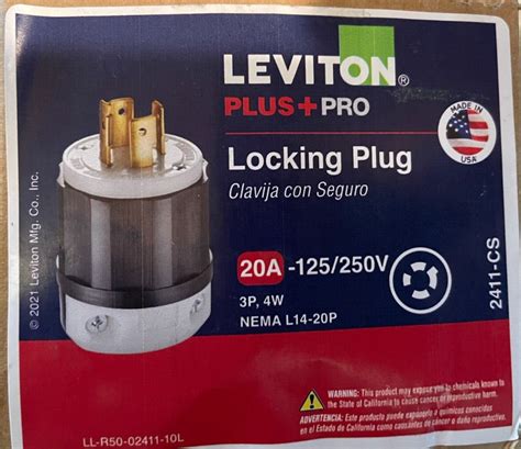 Lot Of 3 LEVITON 20 125 250 Volt Locking Plug Black And White