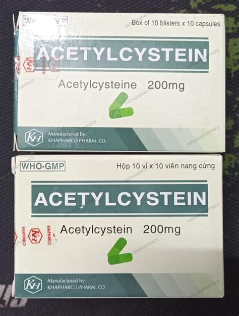 Acetylcystein 200mg Hộp 10 vỉ x 10 viên Thuốc điều trị ho có đờm