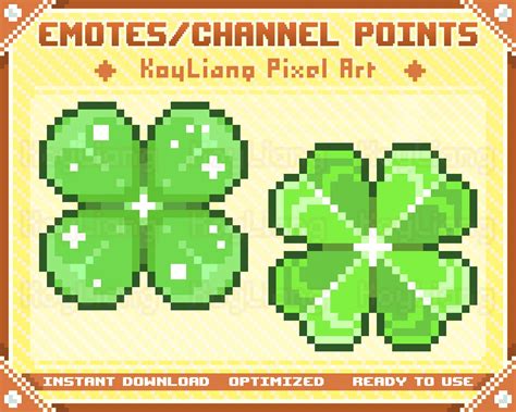 Twitch Pixel Emotes With Lucky Four Leaf Clover Cute Channel Etsy