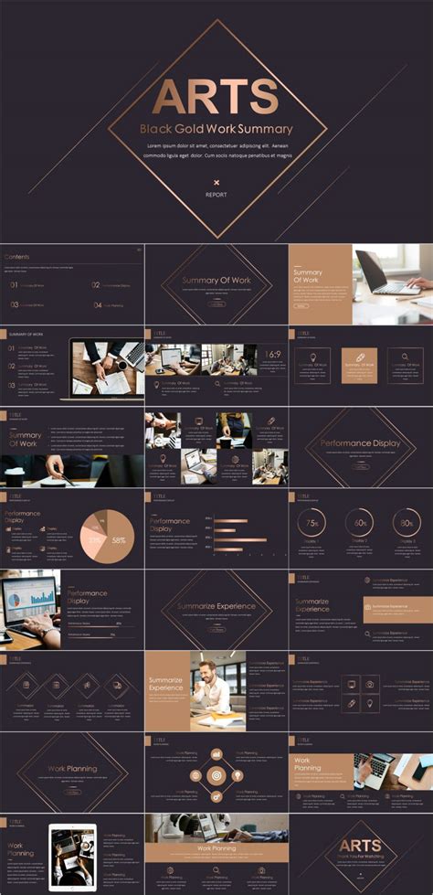 Gold black work report PowerPoint :: Behance