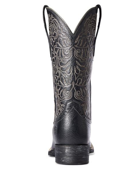 Womens Ariat Round Up Remuda Black Deertan Cowboy Boot Cowpokes