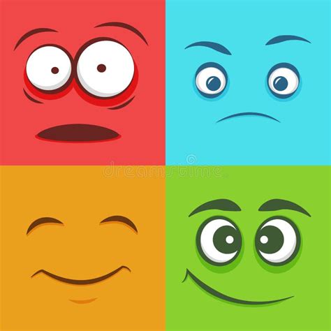 Sistema De Emoticons Coloridos De Las Caras Modelo Plano Del Emoji